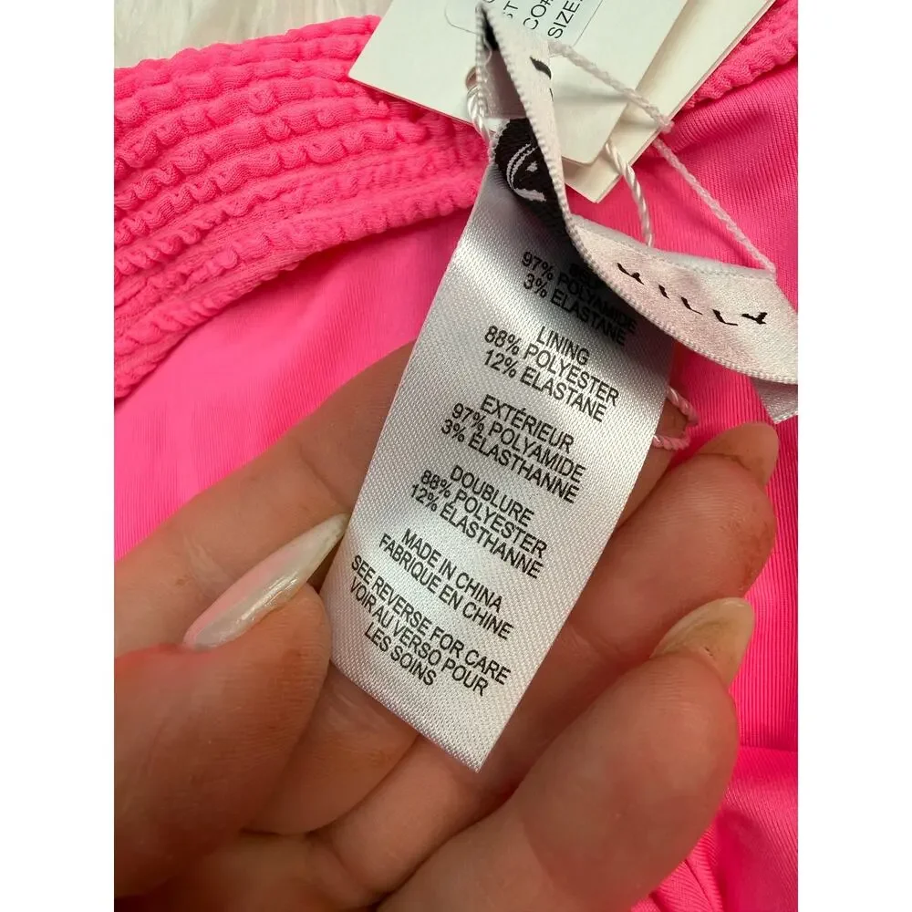 Milly‎ Margot Solid Bandeau Bikini Set Size M Pink NWT REVOLVE Resortwear